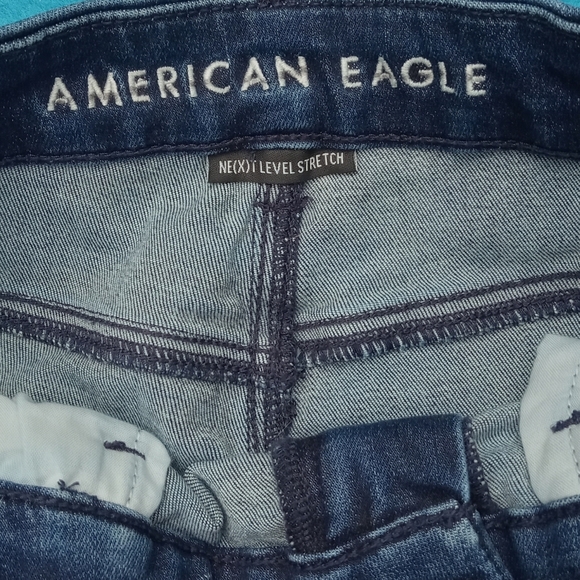 American Eagle Curvy Highest Rise Jegging Women's Distressed Dark Denim Sz 8 - Picture 3 of 8